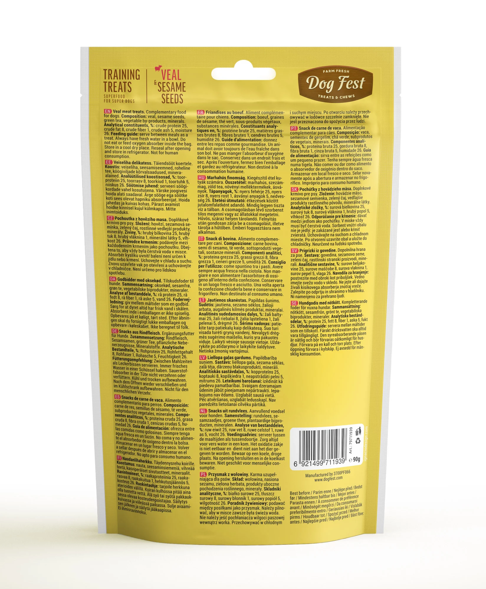 Dog Fest Training Treats Veal & Sesame Seeds 90g[Weight - 90g] | SMBG ... - Incontinent Dog Food With Sesame Seeds